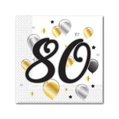 Ubrousky papírové Balloons Narozeninové 80 let 33 × 33 cm 20 ks