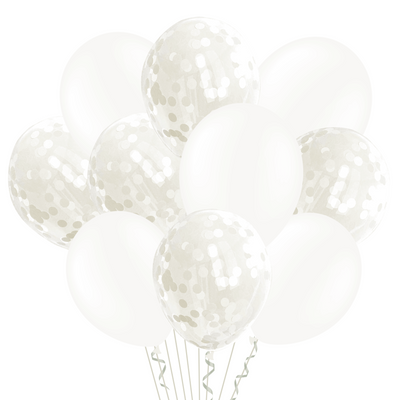 Balonky s konfetami - bílé 30 cm -20 pcs