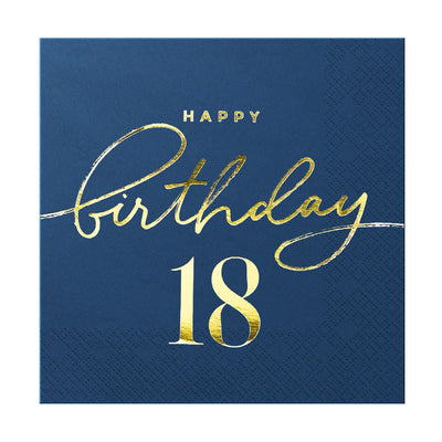 Happy Birthday narozeninové ubrousky 18 navy blue 10ks
