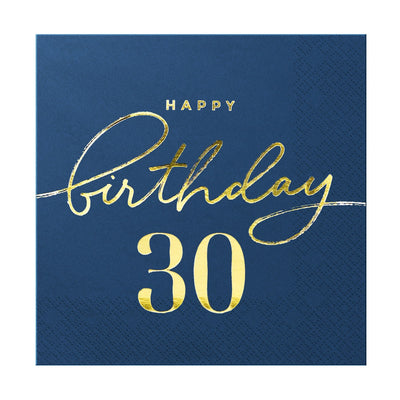 Happy Birthday narozeninové ubrousky 30 navy blue 10ks