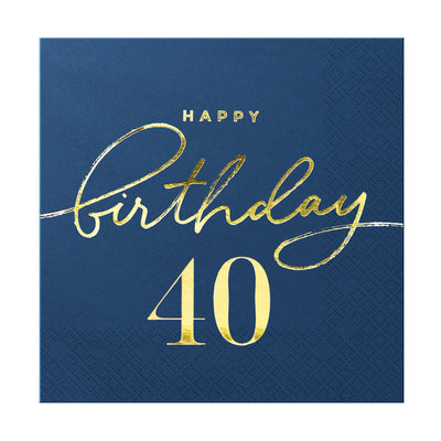 Happy Birthday narozeninové ubrousky 40 navy blue 10ks