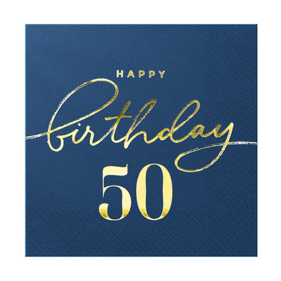 Happy Birthday narozeninové ubrousky 50 navy blue 10ks