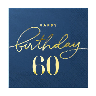 Happy Birthday narozeninové ubrousky 60 navy blue 10ks