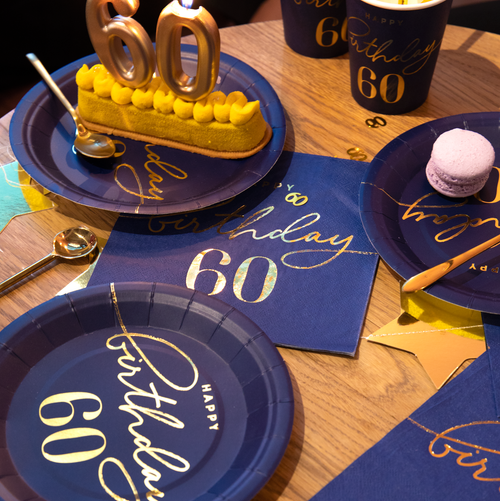 Happy Birthday narozeninové ubrousky 60 navy blue 10ks