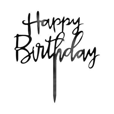 Zapichovátko na dort Happy Birthday černé 1 ks